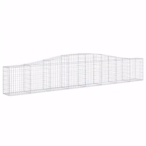 vidaXL Set of 4 Arched Gabion Baskets in Silver Galvanised Steel, W/D/H: 400 x 30 x 60/80 cm