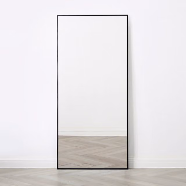 Anax Full Length Rectangular Wall Mirror in Black, H 180 cm x W 80 cm