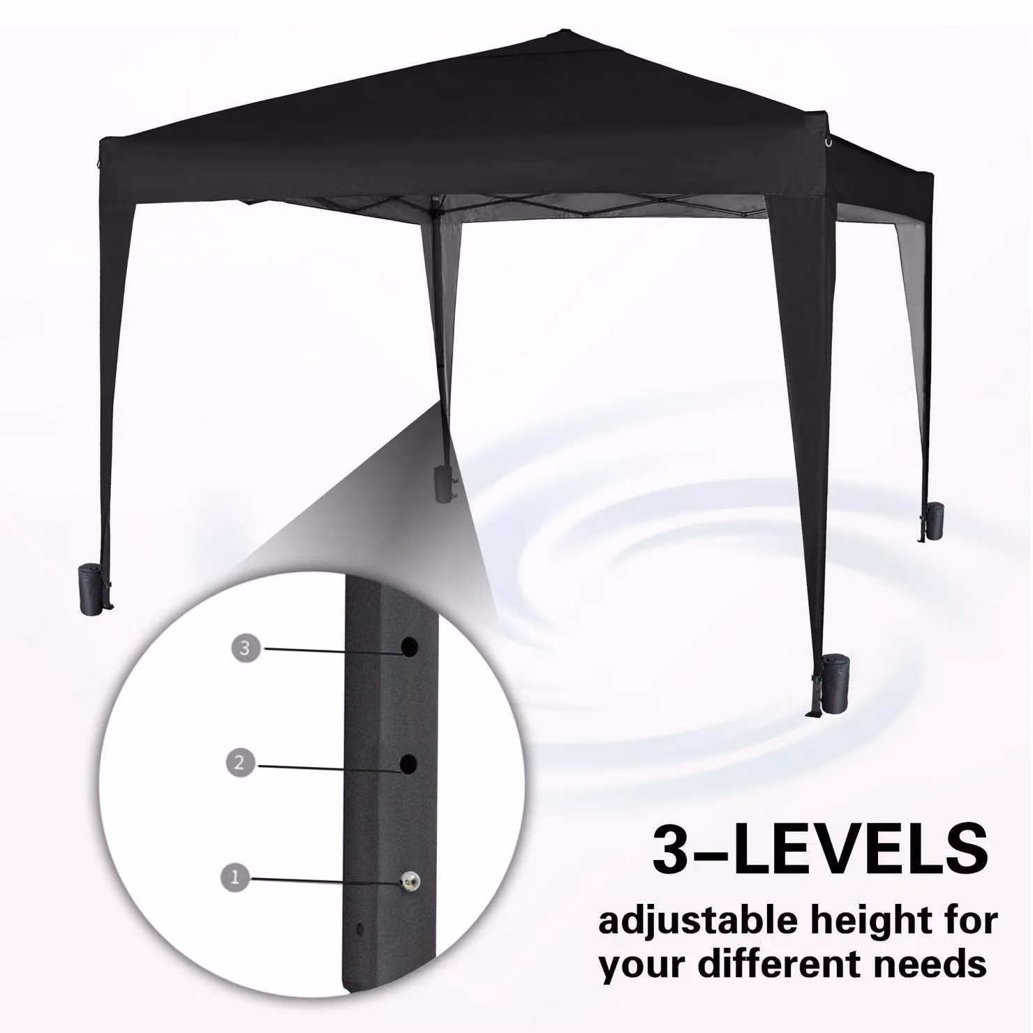 MCC Direct Pop Up Garden Party Tent Gazebo Marquee Canopy, Black and Silver, W: 300 cm, D: 300 cm, H: 255.5 cm – 4