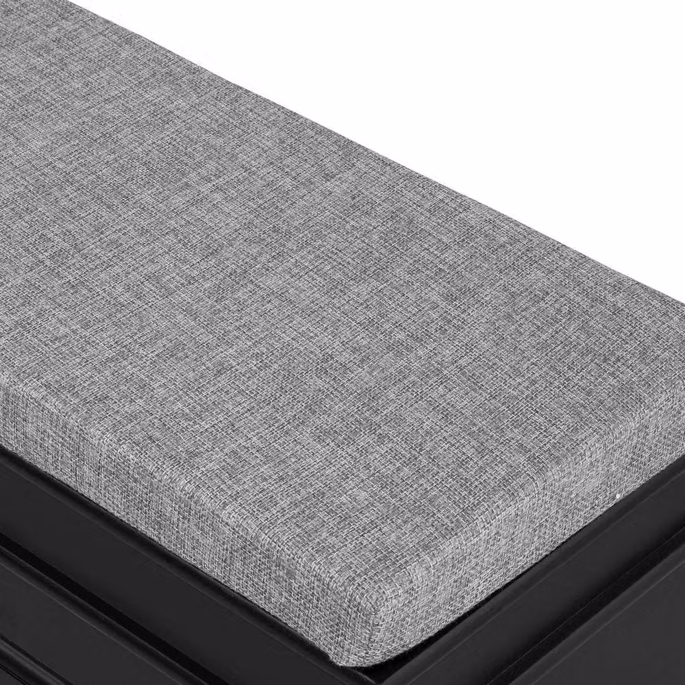 SoBuy Slim Entrance Bench with Cushioned Fabric Seat and Shoe Storage in Black and Silver – 7