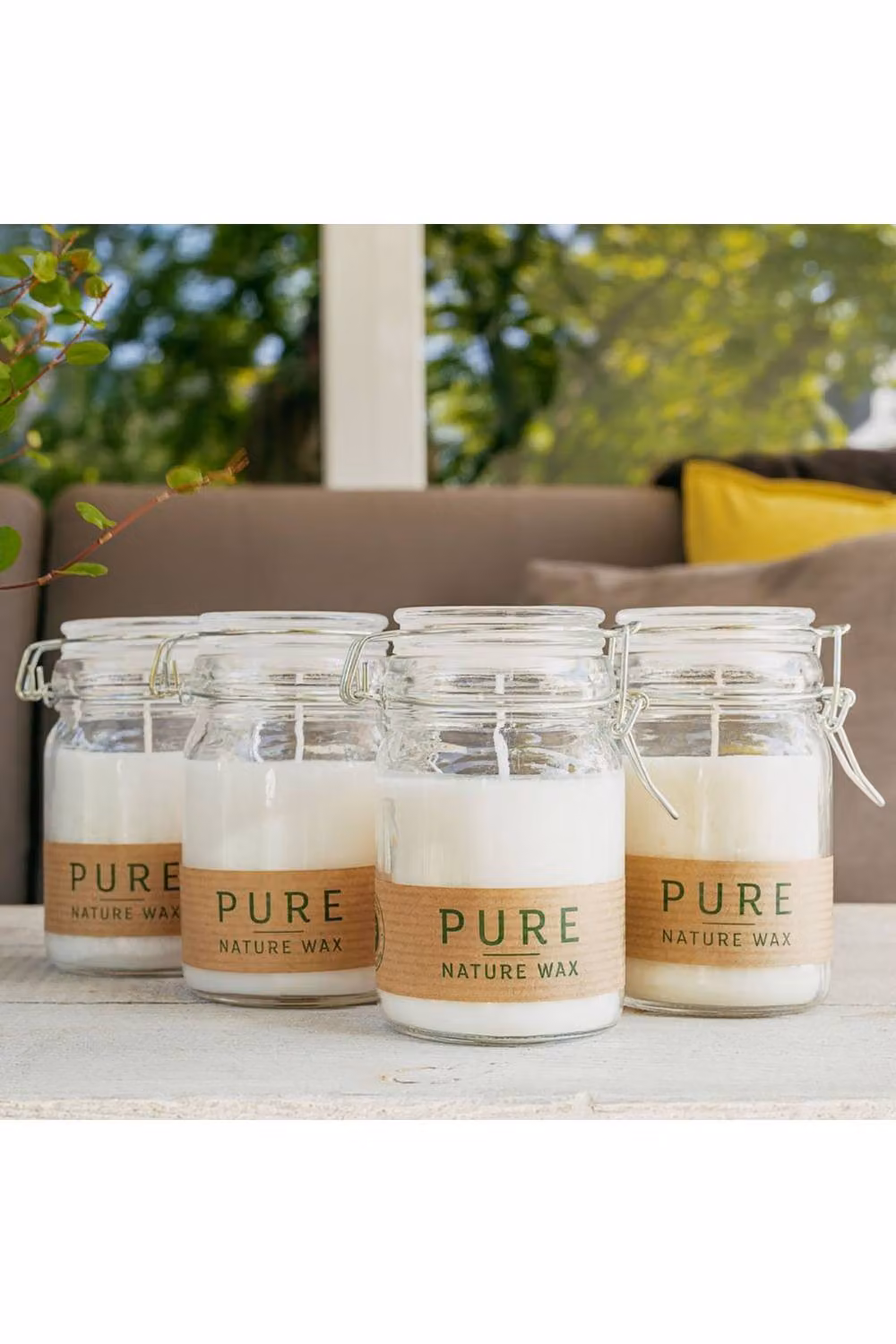 KDMD Pure Olive Wax Jar Candle in White, H 12 cm x W 7 cm x D 7 cm – 2