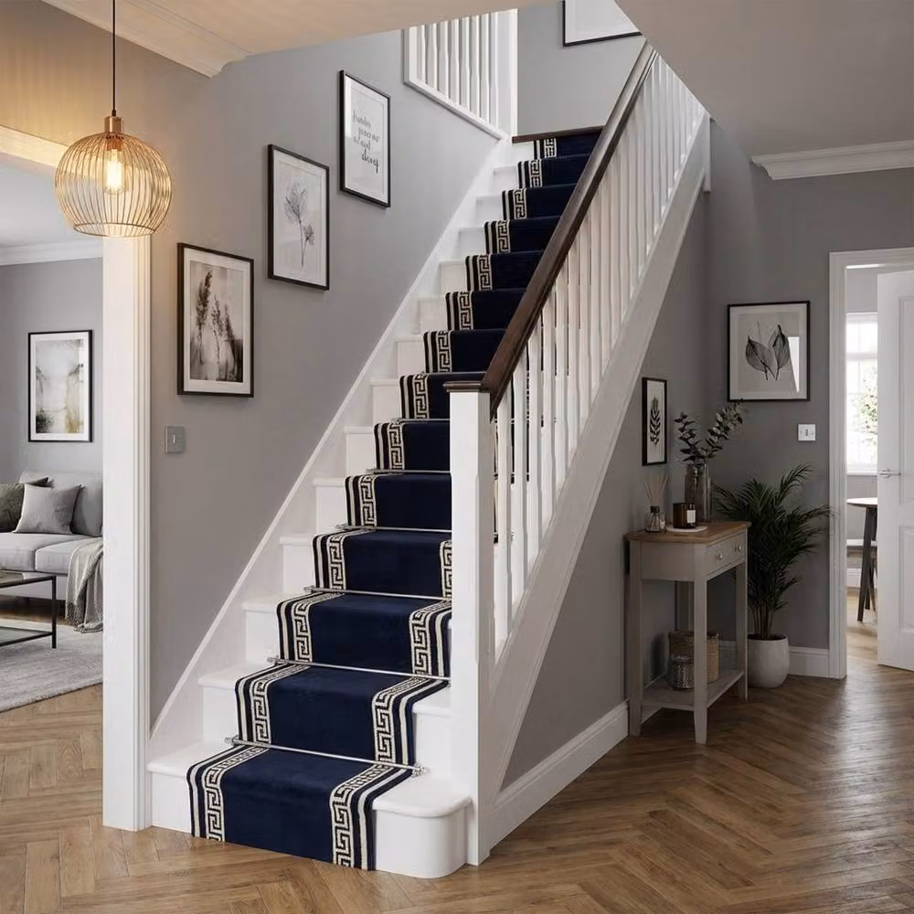 runrug Soft and Durable Stair Runner Carpet in Blue, W: 100 cm, L: 720 cm – 6