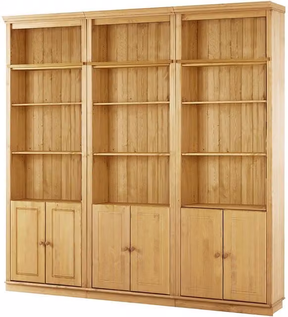 Dorel Anita Wall Unit B in Brown Waxed Wood with Open Shelves and Hinged Doors