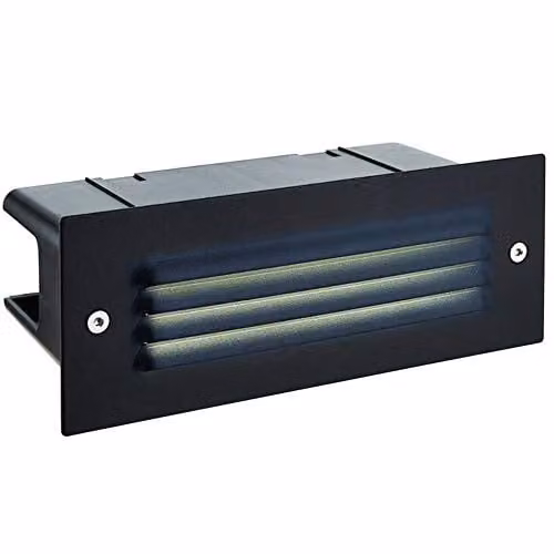 Loops IP44 LED Full Brick Recessed Accent Light, 3.5W Cool White, Textured Black & Louvre Slotted Grill, W/D/H: 225 x 85 x 60 mm – 1