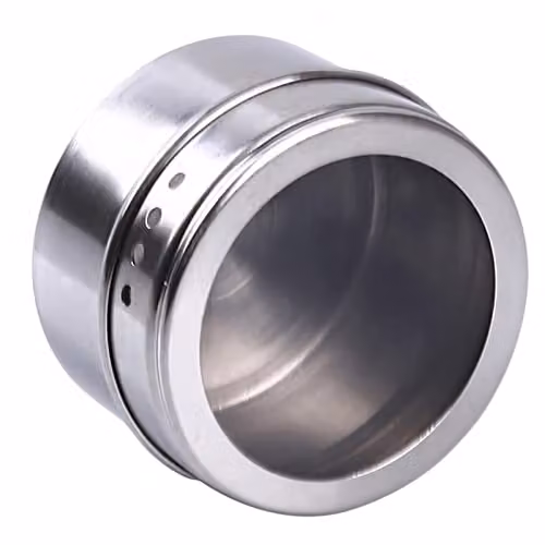 JINGYAN Stainless Steel Magnetic Spice Shaker Set with Sealed Lid and Stickers in Silver – 5
