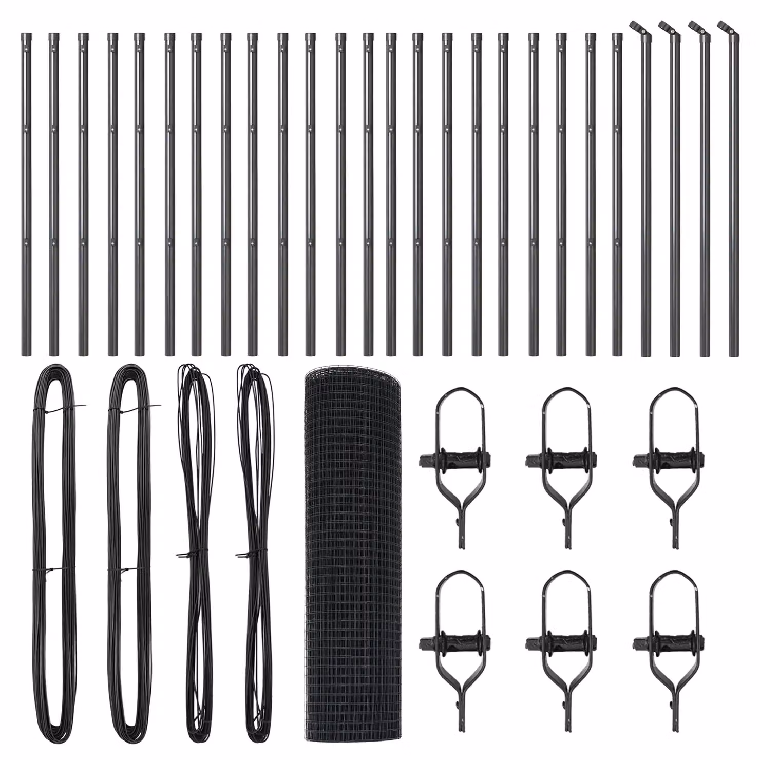 Berkfield Home Steel Welded Wire Fence with 13 Posts, Grey and Black, Single-Bar Round Design – 4