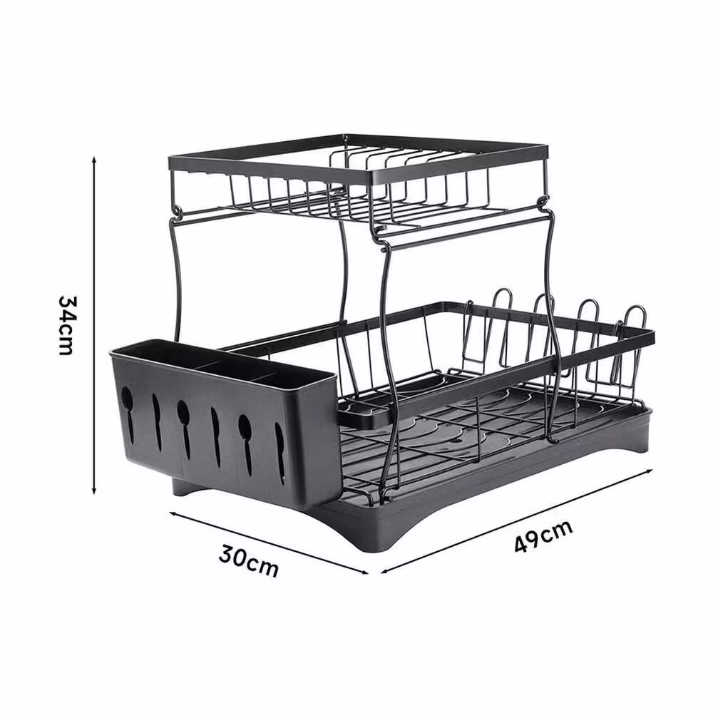 Kelvenix Black Two-layer Metal Dish Rack Storage Rack, W/D/H: 49 x 34 x 30 cm – 2