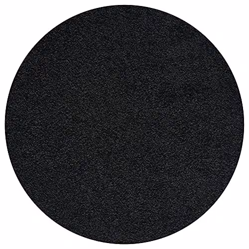 THE RUGS Black Plain Shaggy Round Rug, Diameter: 120 cm – 5