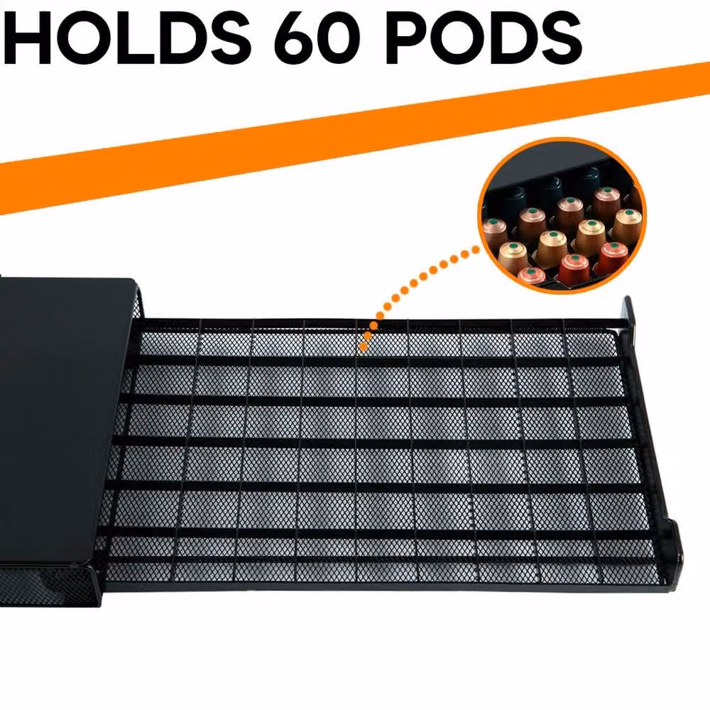 FLAVORA 60 Capsule Pod Drawer Storage Holder in Black Metal, Width: 50 cm – 3