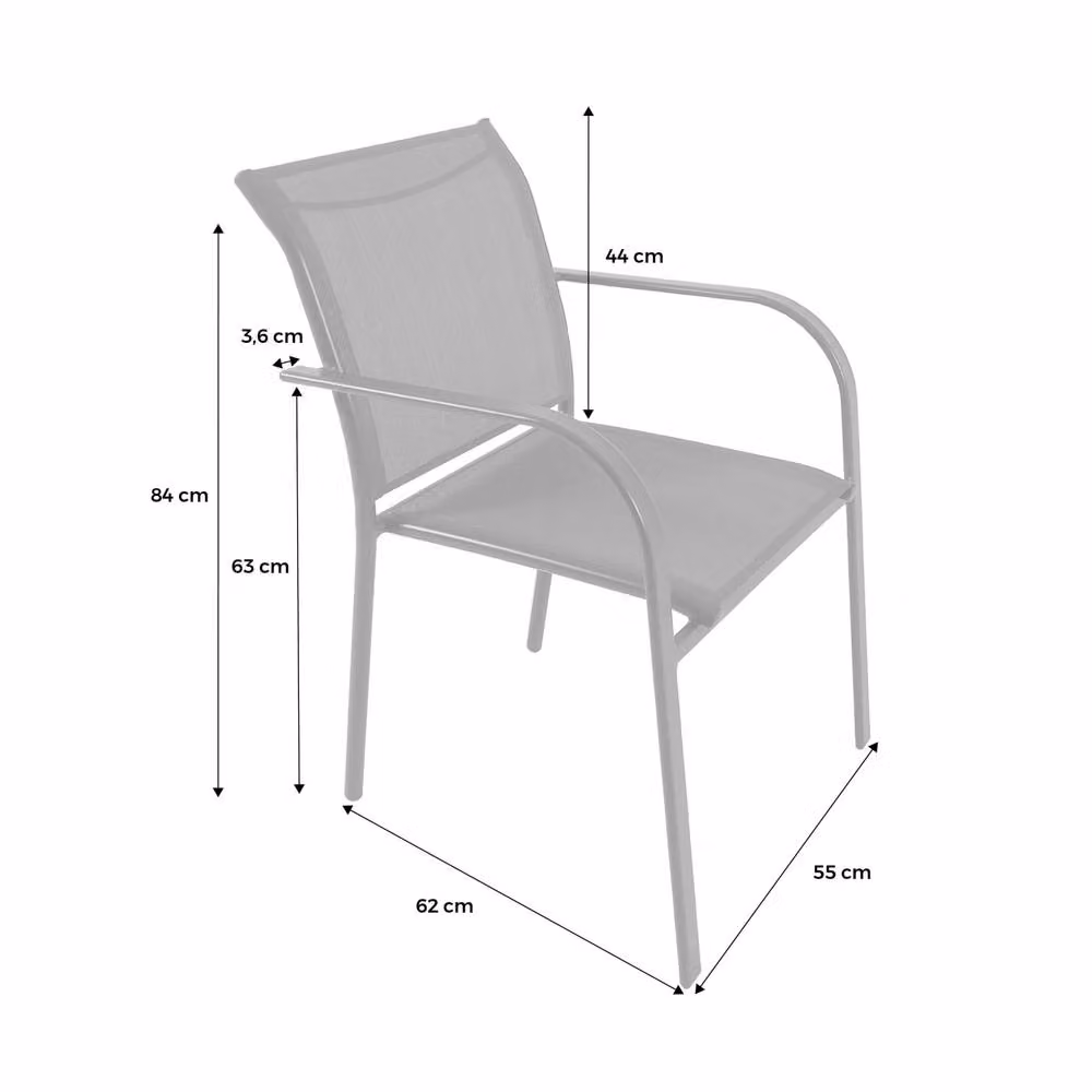 sweeek Set of 2 Modern Aluminium and Textilene Garden Armchairs in Matt Dark Grey – 3