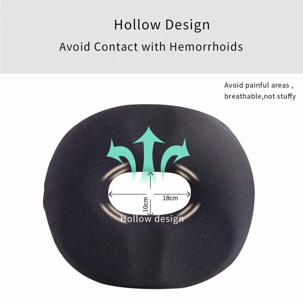 KORVIXA Memory Foam Donut Cushion Pillow in Black, W/D/H: 100 x 100 x 190 cm – 3