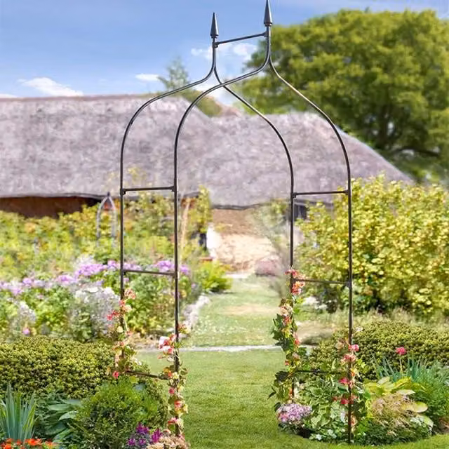 Garden Mile Large Black Metal Garden Arch Trellis Support for Climbers