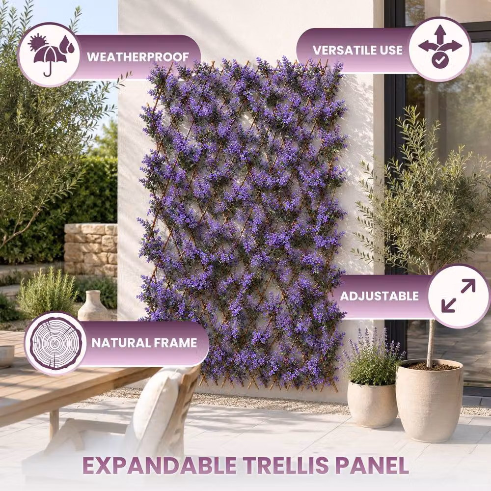 Marco Paul Artificial Flower Wall Trellis in Purple, W/H: 90 x 180 cm – 4