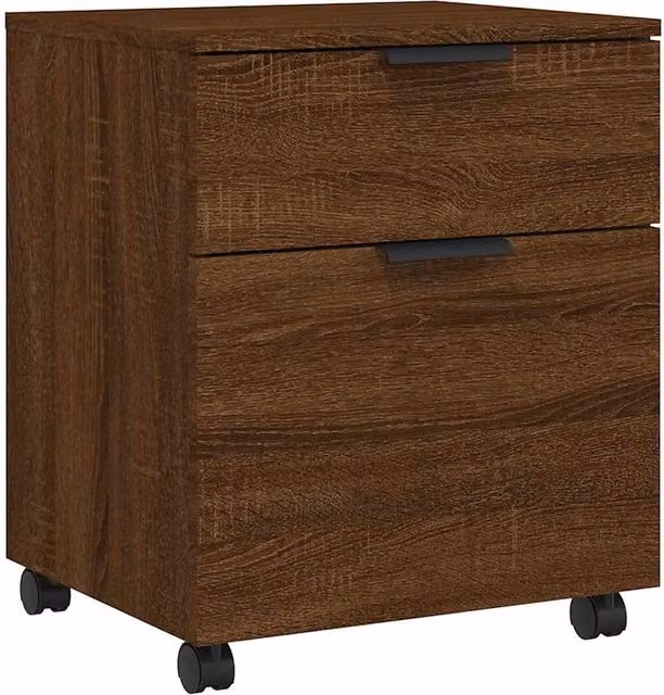 Berkfield Home Mobile File Cabinet in Brown Oak with Castors, W/D/H: 45 x 38 x 54 cm