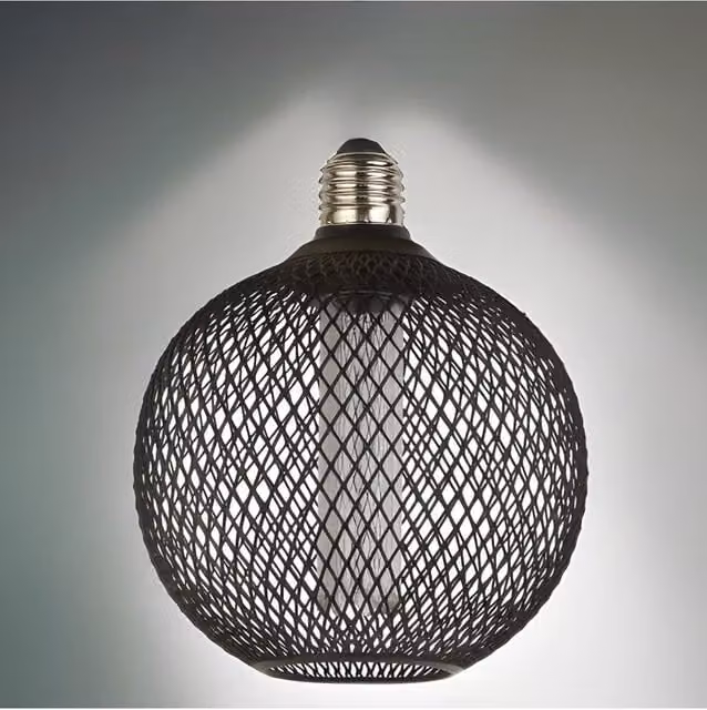 CGC Lighting Decorative Black Mesh Dimmable LED Globe Bulb, 1800K Ultra Warm White, E27