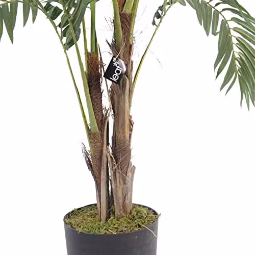 Botanik Realistic Artificial Palm Tree with Gold Planter, Green, Height: 120 cm – 2
