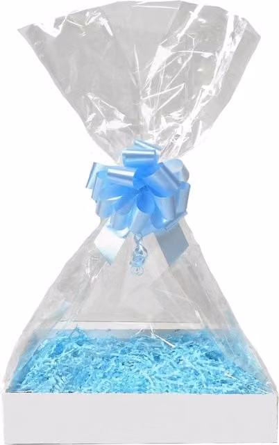 Hampabox Gift Basket Kit with Glossy White Hamper Tray and Red Accessories, Blue, W/D/H: 35 x 24 x 8 cm