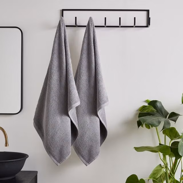 Catherine Lansfield Quick Dry Cotton Bath Sheet Pair, Grey – 1