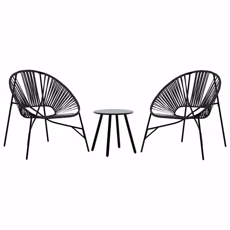 Berkfield Home 3 Piece Black Poly Rattan Garden Chair Set