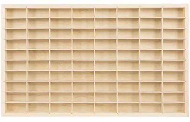 NESTLUNE 80 Grid Wooden Display Case for 1/64 Scale Car Models in Beige
