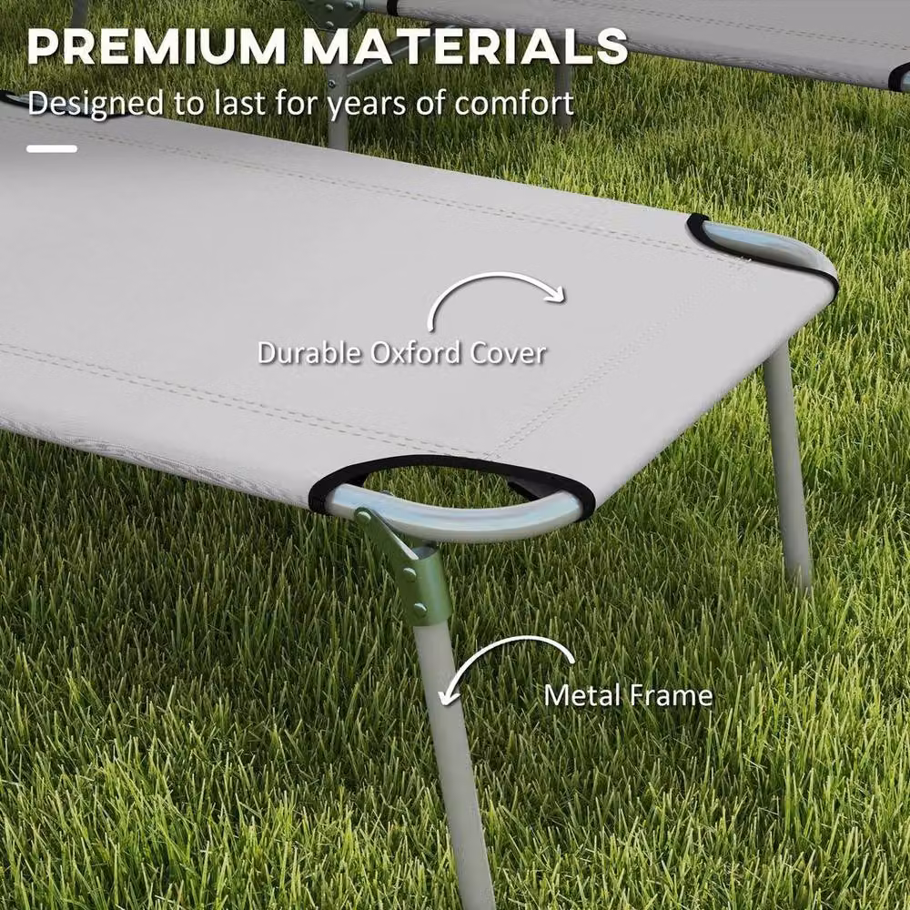 NESTLUNE Set of 2 Folding Sun Loungers with Sun Canopy in Grey – 3