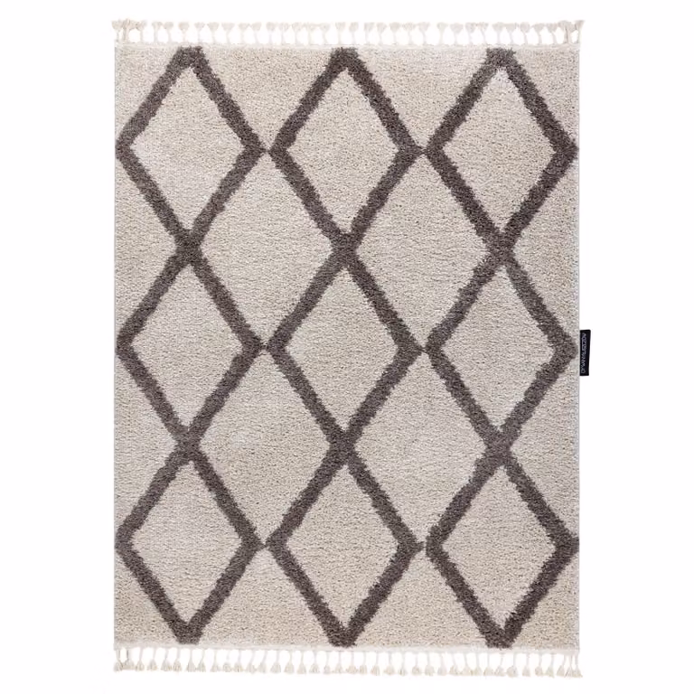 RugsX Berber Geometric Boho Rectangular Rug in Yellow and Grey, W: 160 cm, L: 220 cm