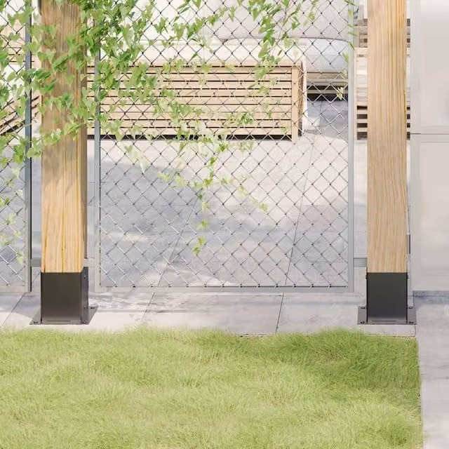 Berkfield Home Square Post Bases, 4 Pack, Anthracite Powder-coated Steel, W/D: 12.1 x 12.1 cm – 1