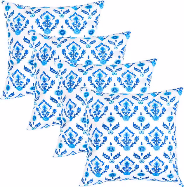 Gardenista Floral Printed Outdoor Scatter Cushion Set in Maria Blue and White, Pack of 4