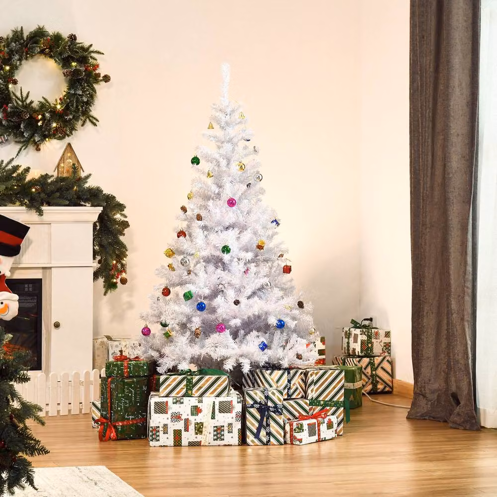 STILVORA Artificial Decorated Christmas Tree, White, Height: 150 cm – 2