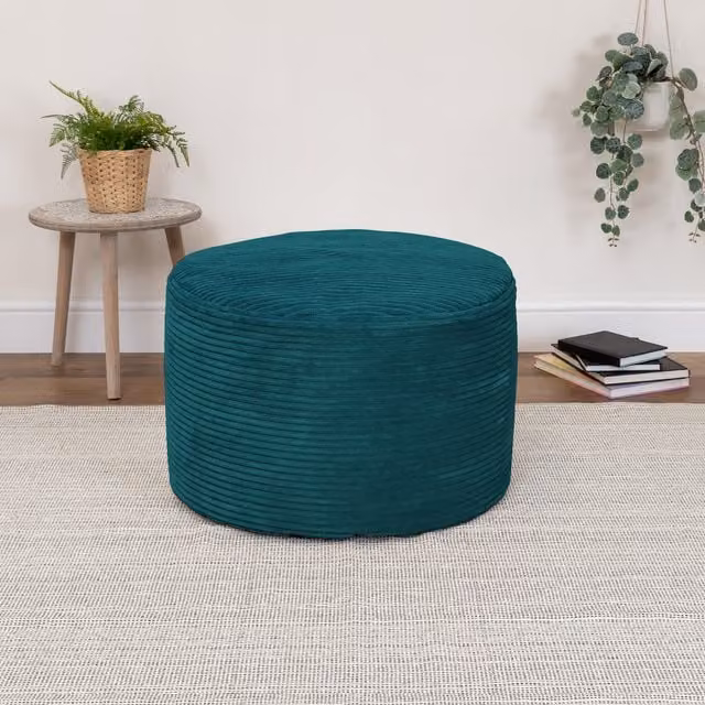 icon Milano Bean Bag Footstool in Petrol Green Corduroy – 1