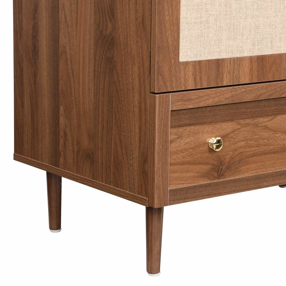 Merax Arched Retro Wardrobe in Brown with Fabric Doors and Drawer, H 175 x W 79 x D 50 cm – 5