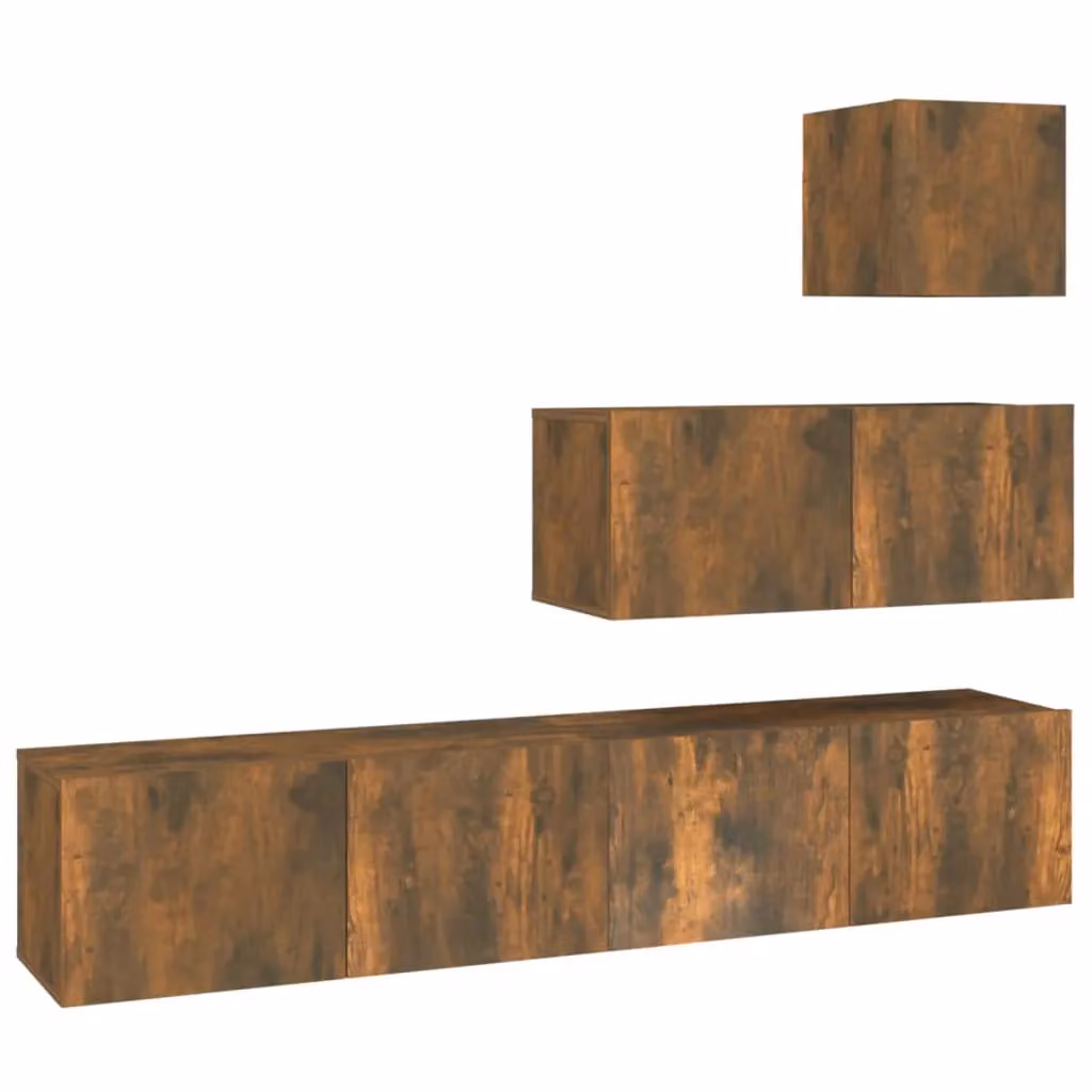 Berkfield Home 4 Piece Modern TV Cabinet Set in Smoked Oak Brown Engineered Wood – 2