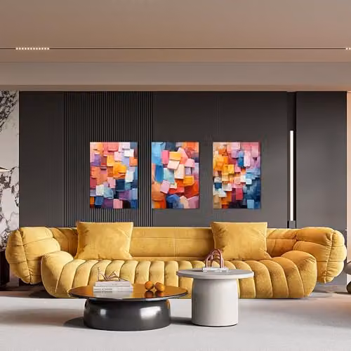 Simpa 3 Panel Abstract Rainbow Stone Canvas Wall Art, Multicolour Framed Landscape Artwork, W/H: 180 x 60 cm – 2