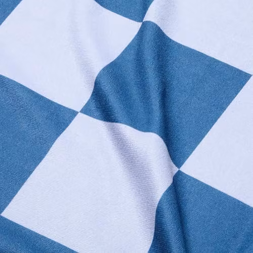 OHS Blue Checkerboard Microfibre Beach Towel with Bag, Quick-Drying and Absorbent, W: 75 cm, L: 215 cm – 4