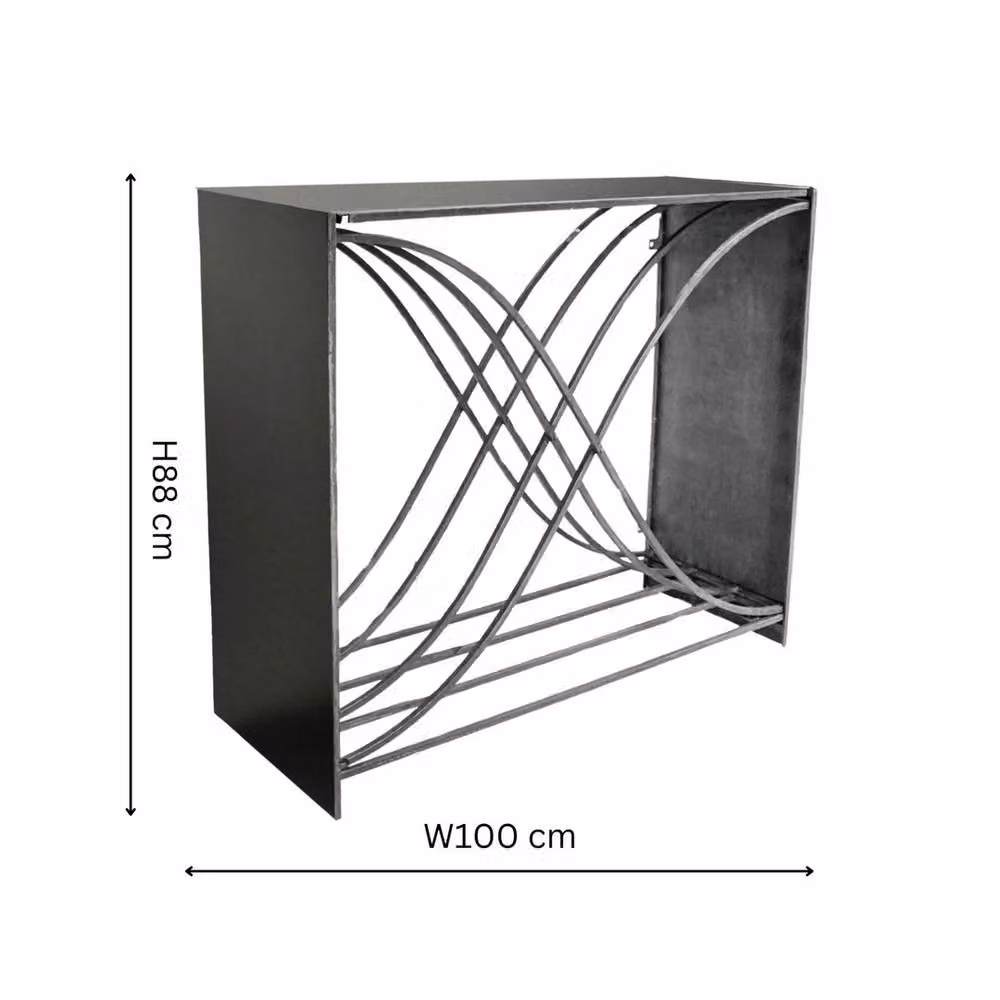 Lemon Pavilion Furniture and Decor Outdoor X Shape Log Storage in Grey Galvanised Steel, W100 x D38 x H88 cm – 3