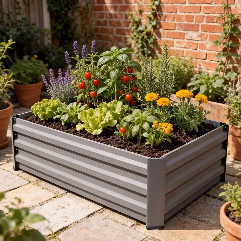 Living and Home Galvanised Steel Raised Garden Bed in Grey – 2