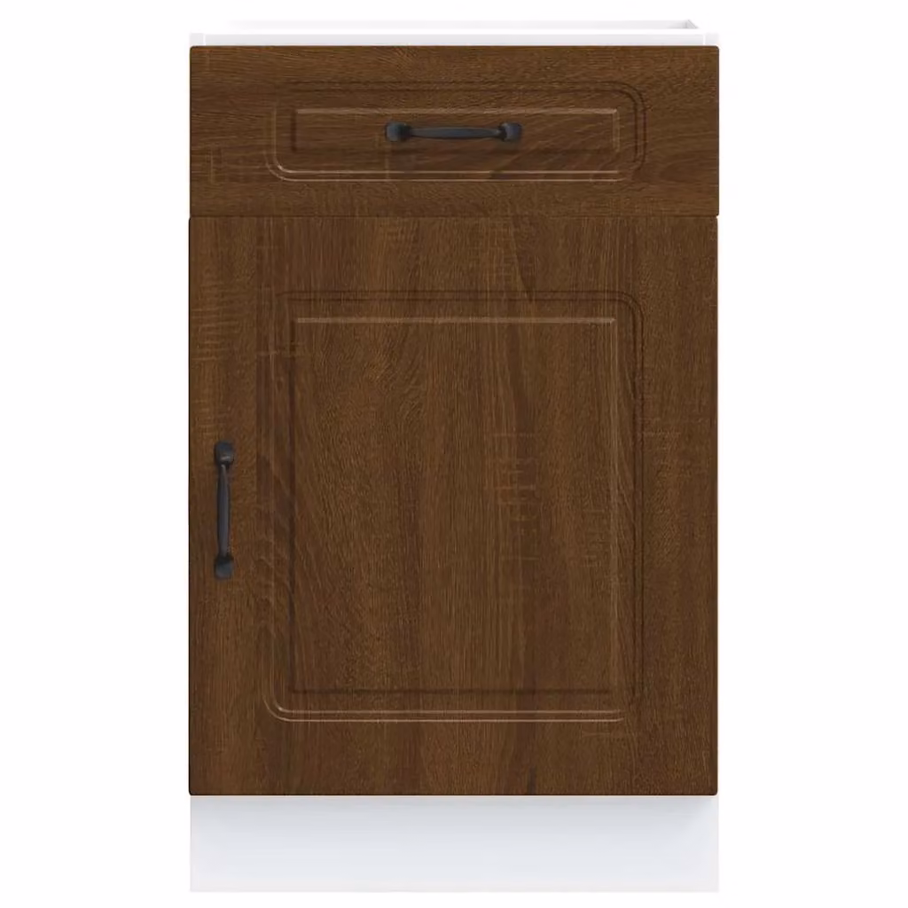 Berkfield Home Kalmar Brown Oak Kitchen Base Cabinet with Hinged Doors and Internal Shelves – 3