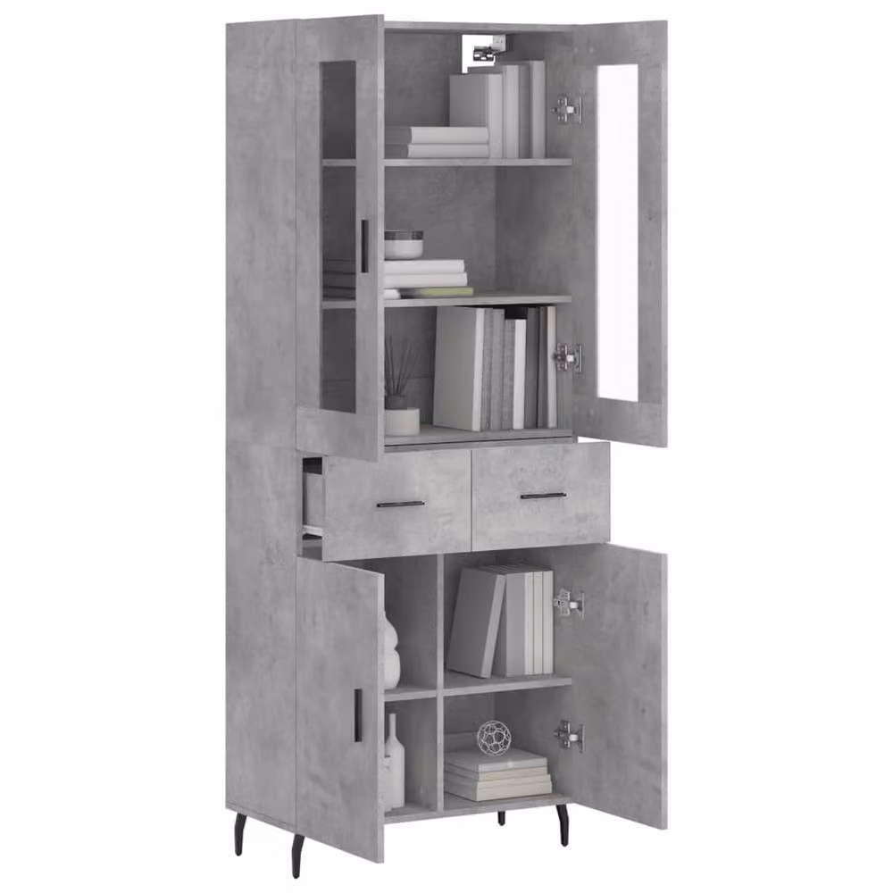 Berkfield Home Modern Highboard in Concrete Grey, W: 69.5 cm, D: 34 cm, H: 180 cm – 3