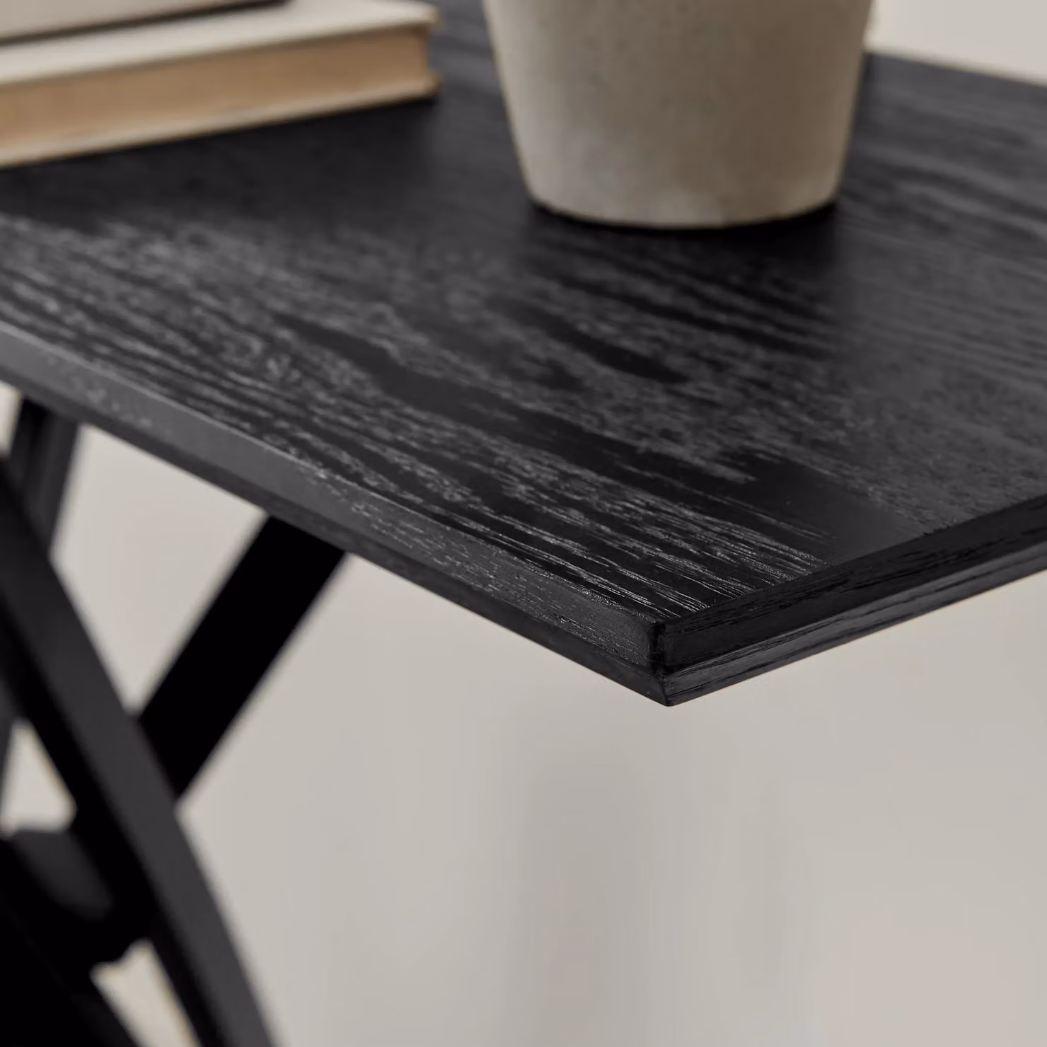 FurnitureboxUK Leonardo Black Wood Veneer Console Table – 2