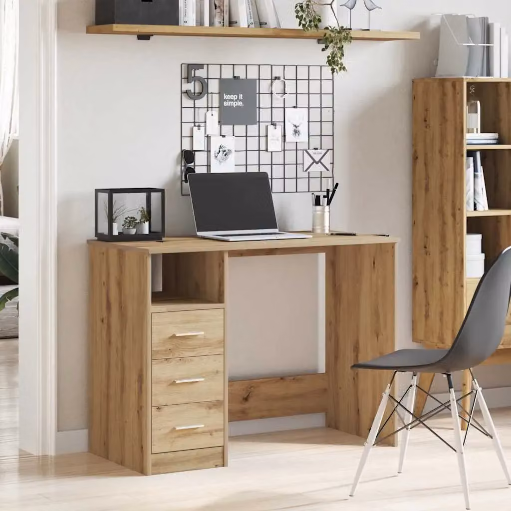 Berkfield Home Artisan Oak Computer Desk in Brown, W/D/H: 102 x 76 x 50 cm – 3