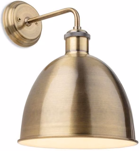Netlighting Genoa Industrial Dome Wall Light in Antique Brass Gold