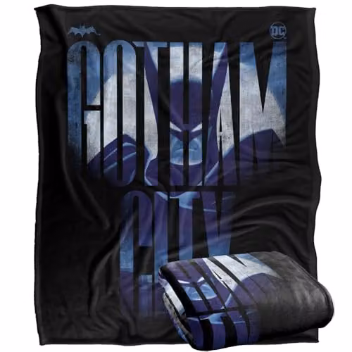 Warner Bros. Batman Caped Crusader Gotham City Super Soft Fleece Throw Blanket, Multicolour, W/D/H: 127 x 152 x 1 cm – 1