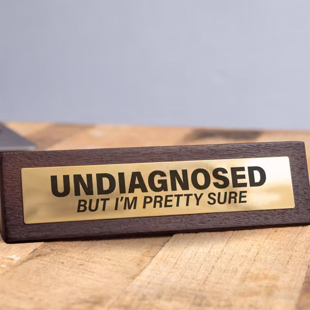 Boxer Gifts Undiagnosed But Im Pretty Sure Wooden Tabletop Desk Sign, Brown