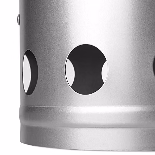 AMOS Silver Galvanised Steel Barbecue Charcoal Chimney Starter with Thermoplastic Handle for Lumpwood and Briquettes – 2