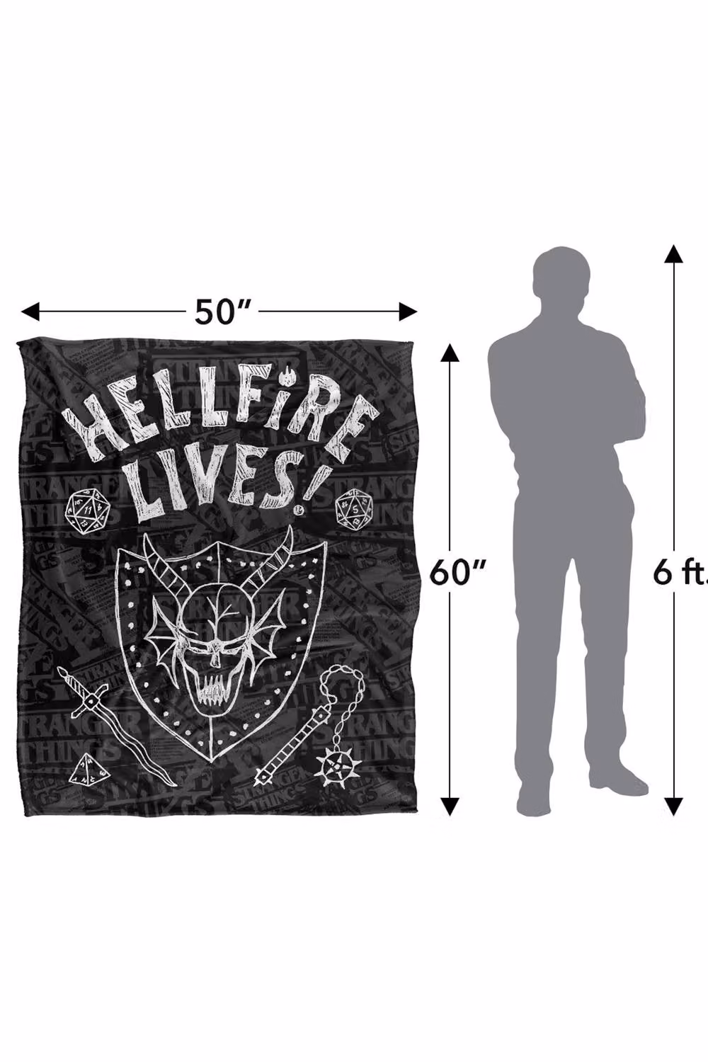 Netflix Stranger Things Hellfire Club Graduation Inverted Super Soft Fleece Throw Blanket, Multicolour, W/D/H: 152 x 152 x 127 cm – 3