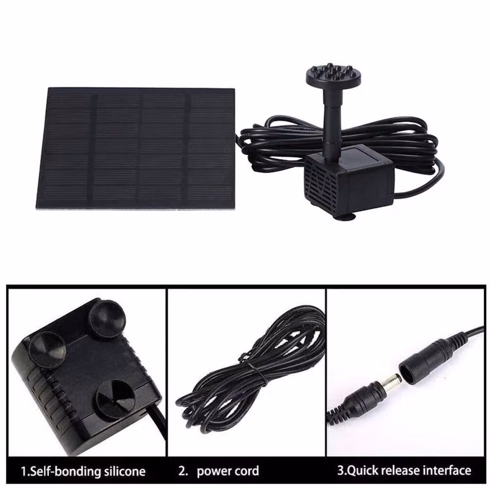 VOGREX Solar Powered Pond Fountain Water Pump in Black – 6