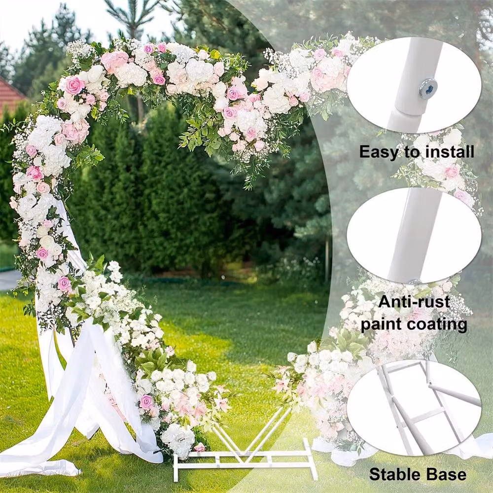 NESTLUNE White Heart Shape Double Pipe Wedding Arch Stand Frame – 3