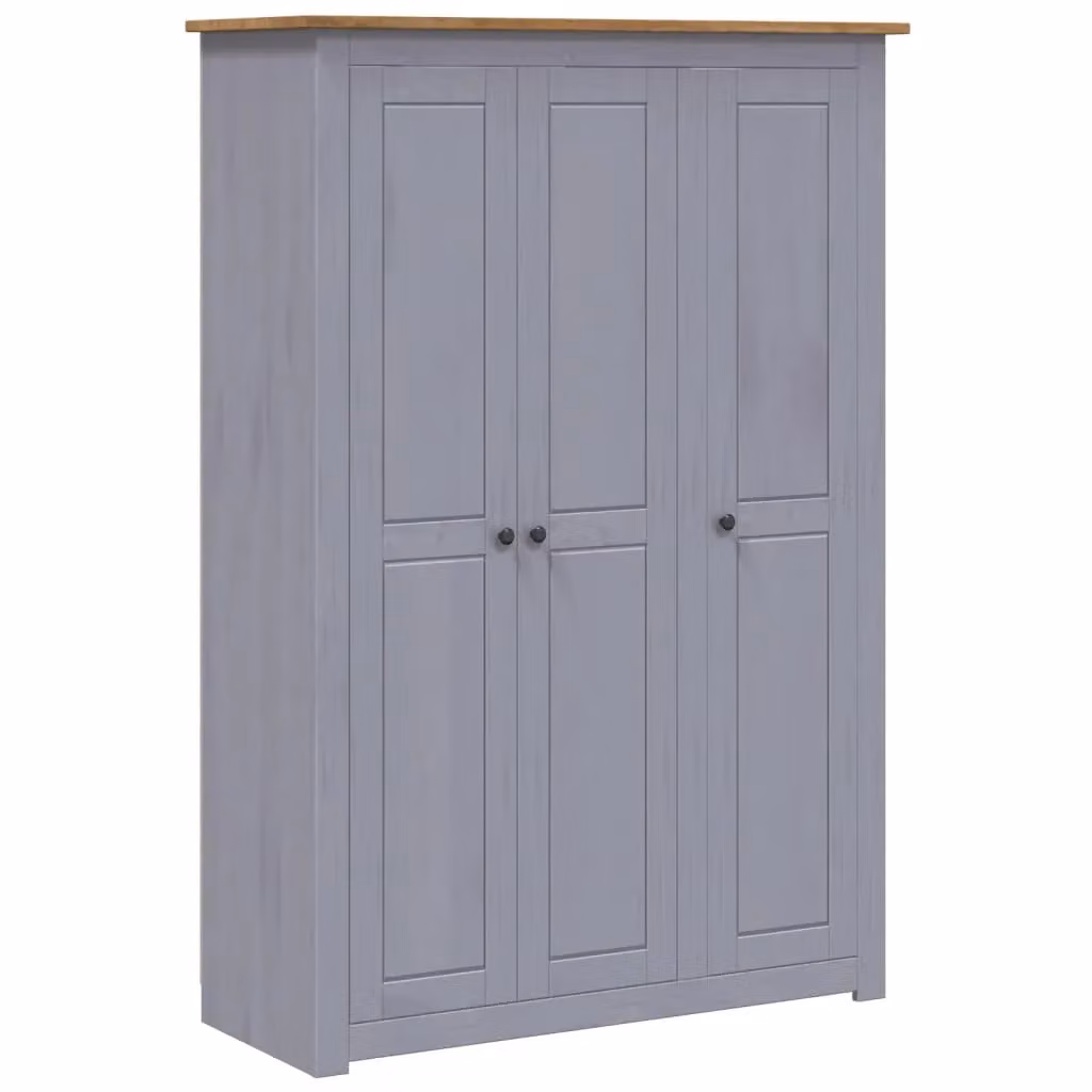 Berkfield Home Panama 3-Door Pine Wardrobe in Grey, W/D/H: 118 x 50 x 171.5 cm – 2