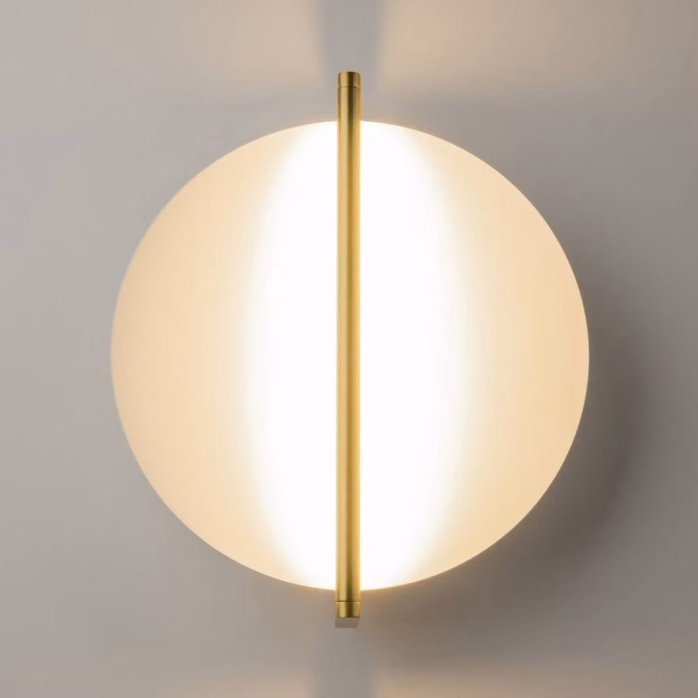 Netlighting Mira Modern Integrated LED Wall Lamp in Gold/Brass with White Shade, 3000K Warm White, 300lm – 2