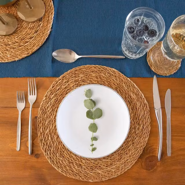Argon Tableware Round Woven Typha Placemats, Pack of 6, Brown, Diameter: 30 cm